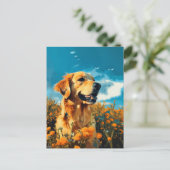 Golden Retriever in Floral Fields - Briefkaart (Staand voorkant)