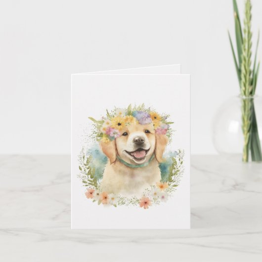 Golden Retriever in Flowers Kaart (Voorkant)