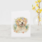 Golden Retriever in Flowers Kaart (Gele Bloem)