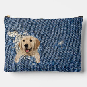 Golden Retriever in Frayed Denim Etui