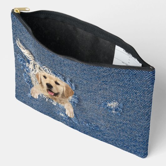 Golden Retriever in Frayed Denim Etui (Open)