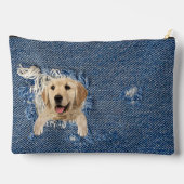 Golden Retriever in Frayed Denim Etui (Achterkant)