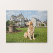 Golden Retriever in Garden Jigzaag Puzzle Legpuzzel (Horizontaal)