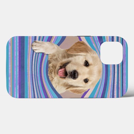 Golden Retriever in gestreept gat Case-Mate iPhone Case (Achterkant (horizontaal))