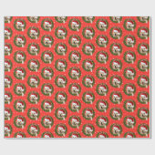 Golden Retriever in Green Wreath op Polka Dots Cadeaupapier (Vlak)