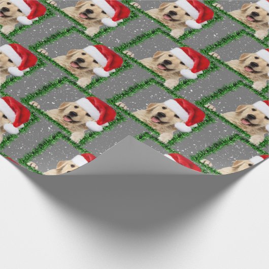 Golden Retriever in groen lijst Cadeaupapier (Hoek)