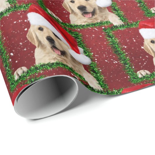 Golden Retriever in groen lijst Cadeaupapier (Rol Hoek)