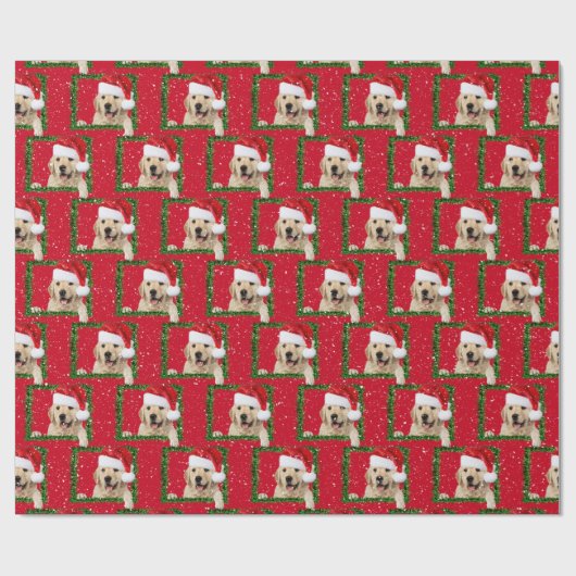 Golden Retriever in groenboek over het ompakken va Cadeaupapier (Vlak)