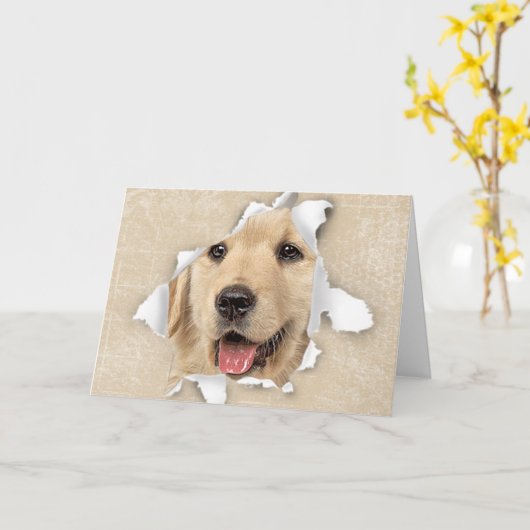 Golden Retriever in Hallo Kaart (Gele Bloem)