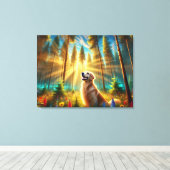 Golden Retriever in het betoverde bos Canvas Afdruk (Insitu (Houten vloer))