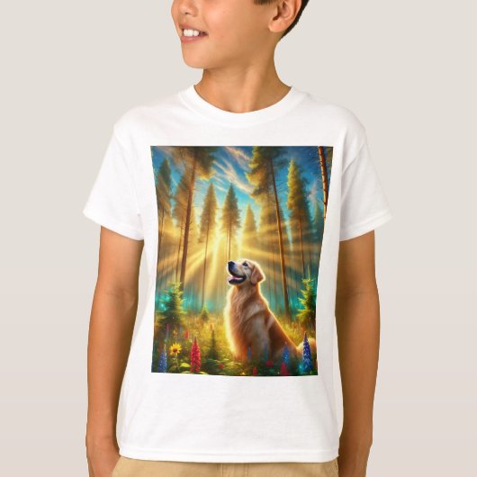 Golden Retriever in het betoverde bos T-shirt (Voorkant)