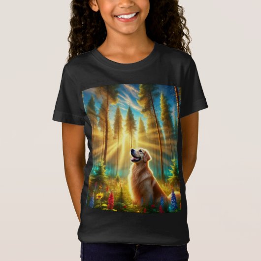 Golden Retriever in het betoverde bos T-shirt (Voorkant)