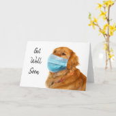Golden Retriever in het masker Get Well Kaart (Gele Bloem)