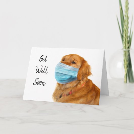 Golden Retriever in het masker Get Well Kaart (Voorkant)