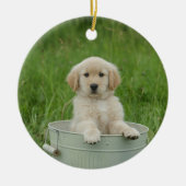 Golden retriever in het wasbekken keramisch ornament (Voorkant)