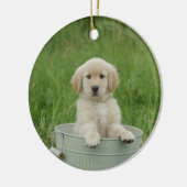 Golden retriever in het wasbekken keramisch ornament (Links)