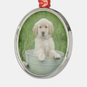 Golden retriever in het wasbekken metalen ornament (Links)