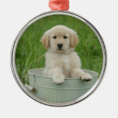 Golden retriever in het wasbekken metalen ornament (Voorkant)