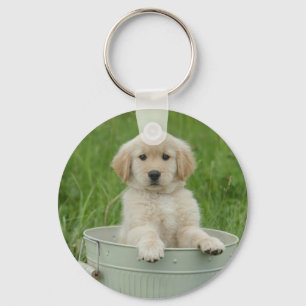 Golden retriever in het wasbekken sleutelhanger