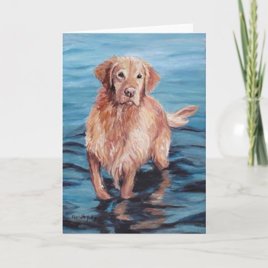 Golden Retriever in het Water Dog Art Wenskaart Kaart (Voorkant)