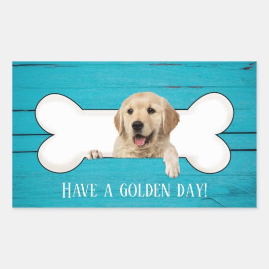 Golden Retriever in hondenbot Rechthoekige Sticker (Voorkant)