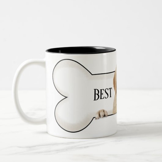 Golden Retriever in hondenbot Tweekleurige Koffiemok (Links)