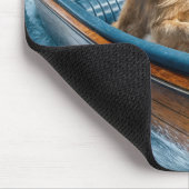 Golden Retriever in houten motorboot Muismat (Hoek)