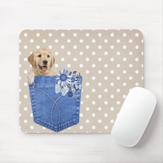Golden Retriever in Jean Pocket Muismat (Met muis)