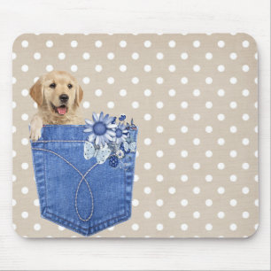Golden Retriever in Jean Pocket Muismat