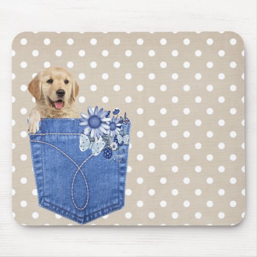 Golden Retriever in Jean Pocket Muismat (Voorkant)