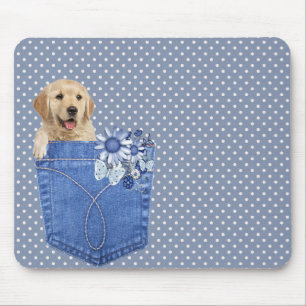 Golden Retriever in Jean Pocket Muismat