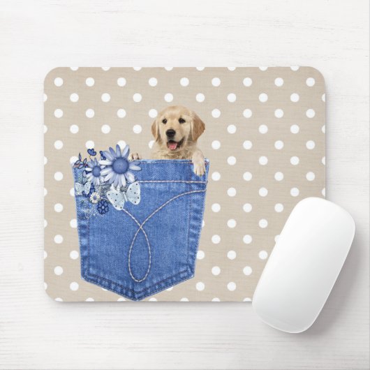 Golden Retriever in Jean Pocket Muismat (Met muis)