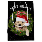 Golden Retriever in kerstmis Medium Cadeauzakje (Voorkant)