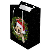 Golden Retriever in kerstmis Medium Cadeauzakje (Achterkant Gekanteld)