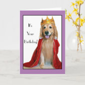 Golden Retriever in King Costume Birthday Kaart (Gele Bloem)
