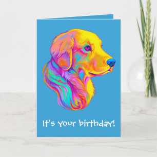 Golden Retriever in kleuren Happy Birthday Kaart