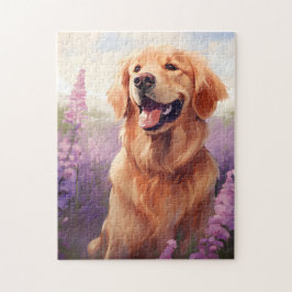 Golden Retriever in Lavendel veld Legpuzzel