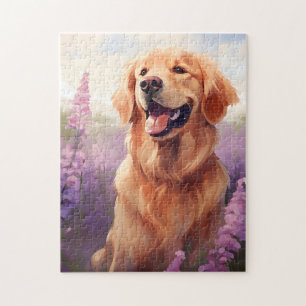 Golden Retriever in Lavendel veld Legpuzzel