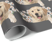 Golden Retriever in madeliefjes op grijs Cadeaupapier (Rol Hoek)