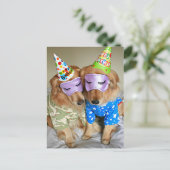 Golden Retriever in Pajamas Birthday Briefkaart (Staand voorkant)