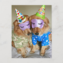 Golden Retriever in Pajamas Birthday Briefkaart