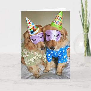 Golden Retriever in Pajamas Birthday Kaart