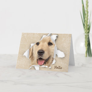 Golden Retriever in papiercentrale Hallo Kaart