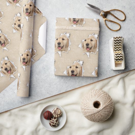 Golden Retriever in papiergat Cadeaupapier (Crafts)