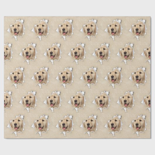 Golden Retriever in papiergat Cadeaupapier (Vlak)