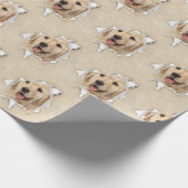 Golden Retriever in papiergat Cadeaupapier (Hoek)