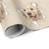 Golden Retriever in papiergat Cadeaupapier (Rol Hoek)
