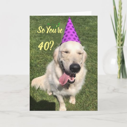 Golden Retriever in Party Pet 40e verjaardag Kaart (Voorkant)