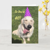 Golden Retriever in Party Pet 40e verjaardag Kaart (Gele Bloem)
