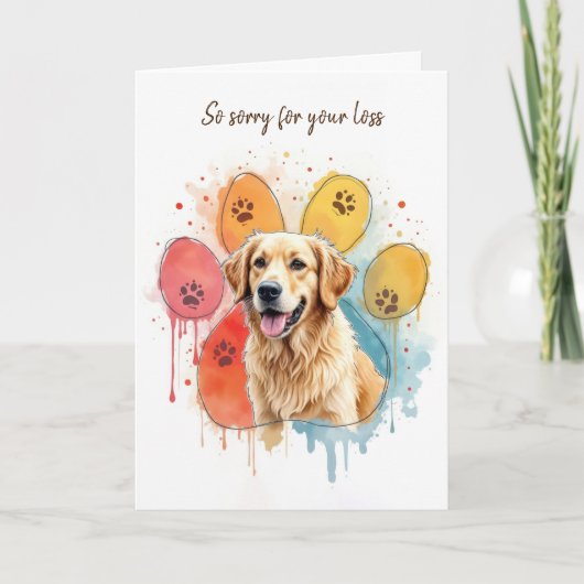 Golden Retriever in Paw Print Kaart (Voorkant)